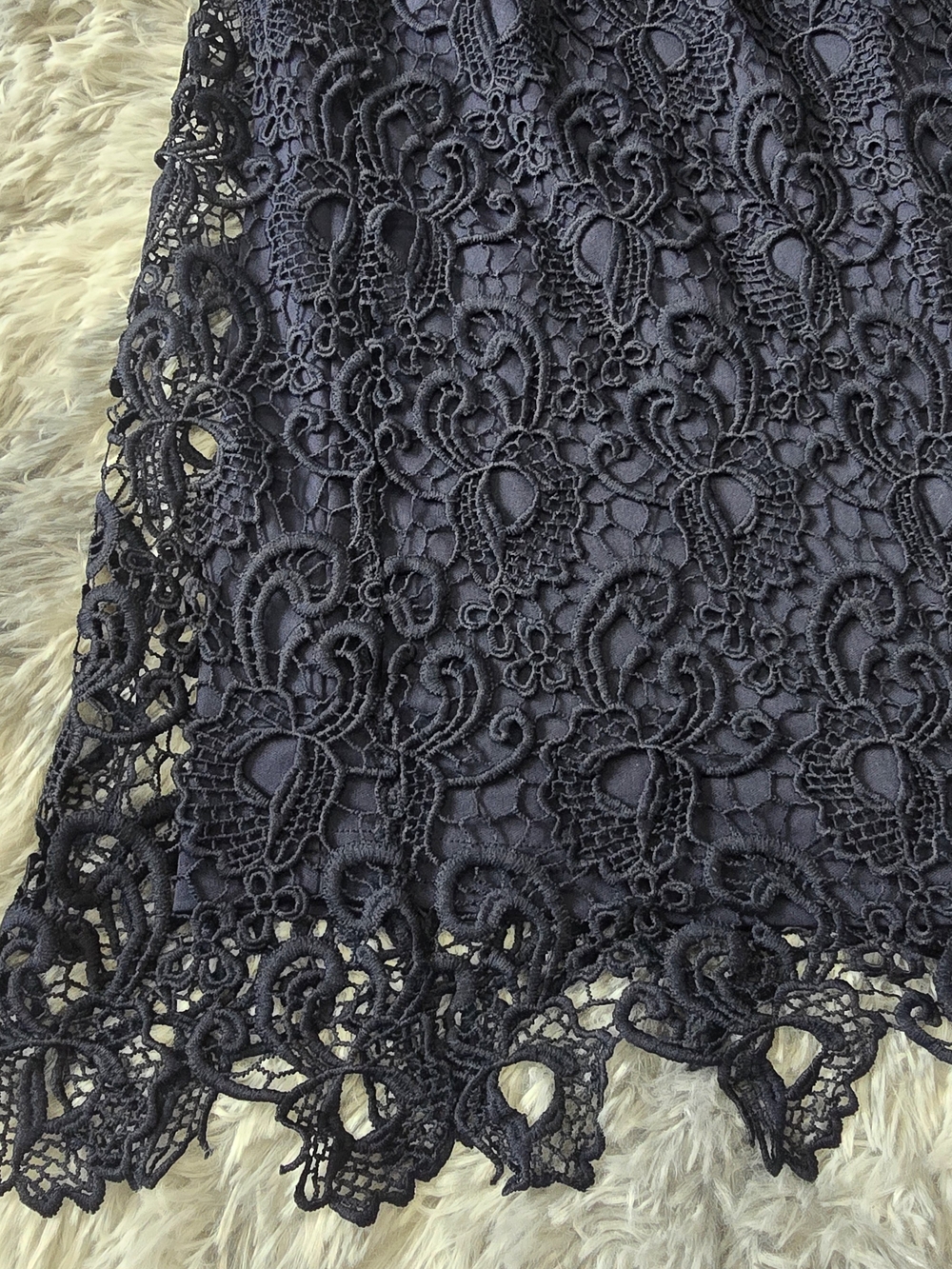 Navy Crochet Lace Midi Skirt With Elastic Waistband From ONLY - Picture 3 of 8